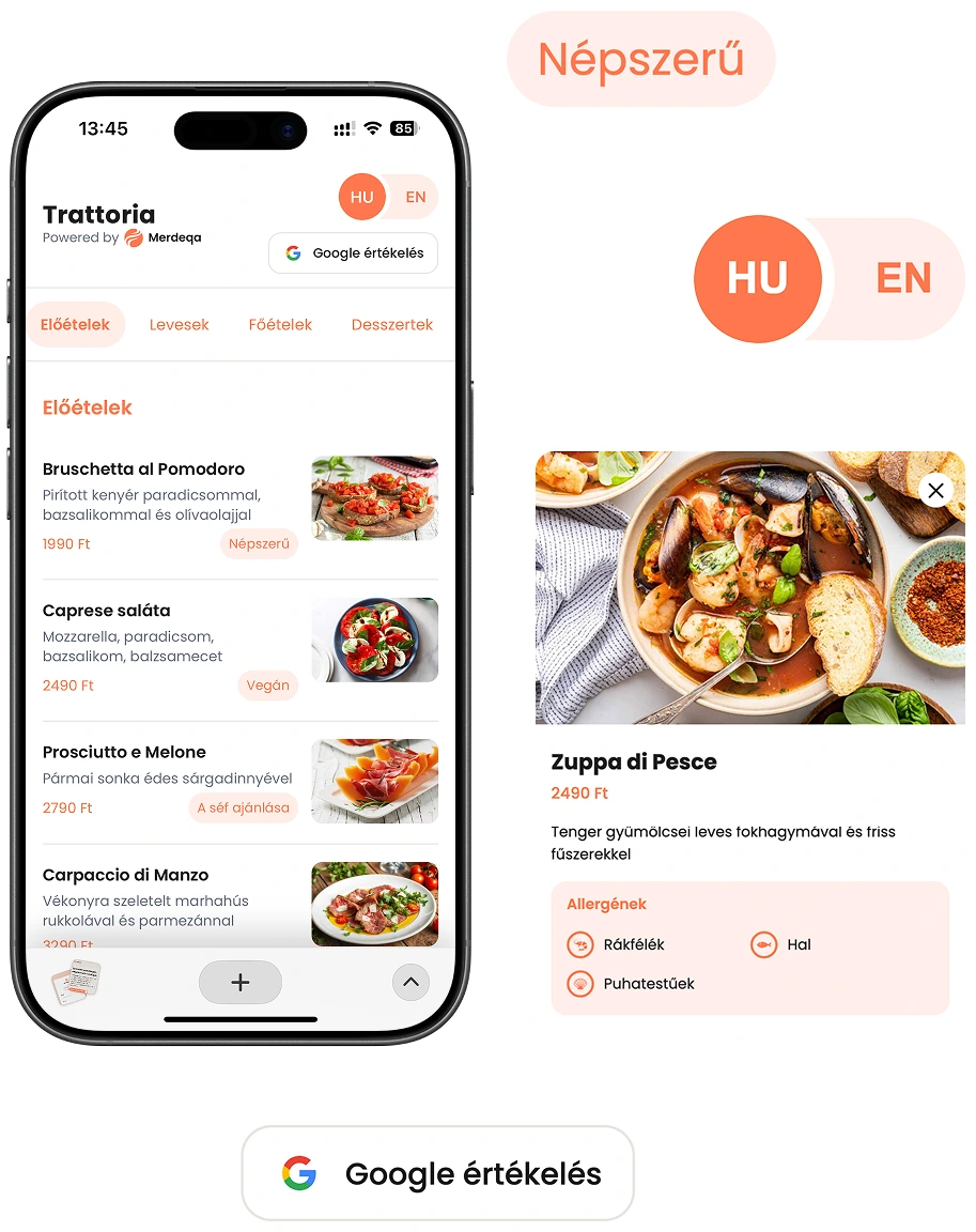 Merdeqa digitális étlap